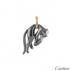 Cartier Yellow Gold and Silverium Hanging Panthere Pendant